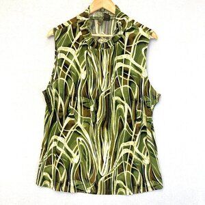 SERE NADE NEW YORK Forest Sleeveless Blouse Size 2X Tank Top Green Earthy Nature